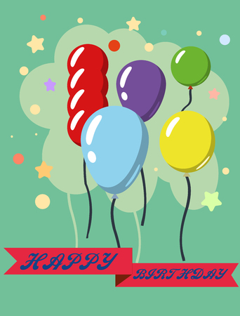 Happy Birthday vector design greeting cards with balloon, confetti , design template for birthday celebration.の写真素材