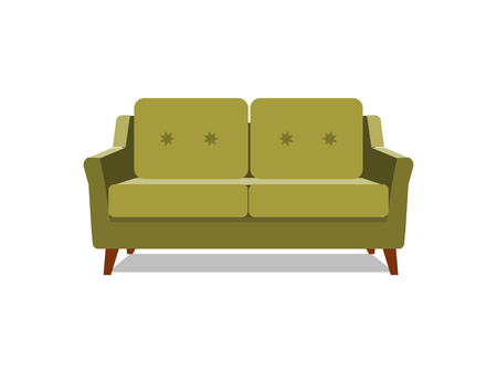 Vector realistic green sofa with on background. Object of interior, expensive and exclusive furniture for vip person cartoon illustration vector. EPSのイラスト素材