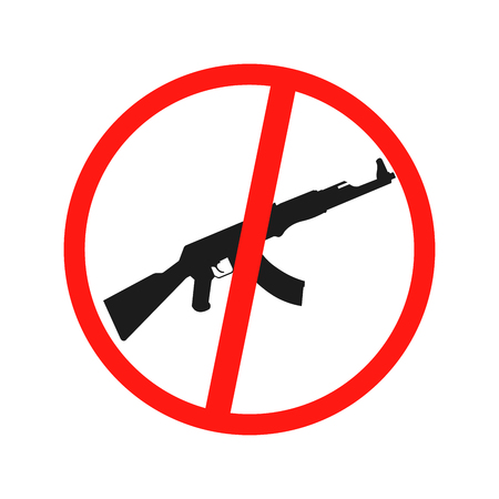 Prohibiting sign for gun. No gun sign. Vector illustrationのイラスト素材