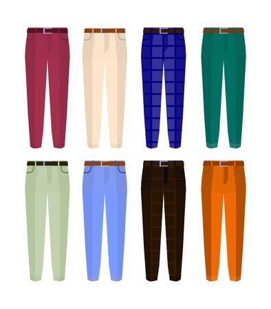 Set of classic trousers for men different color. Flat designの写真素材