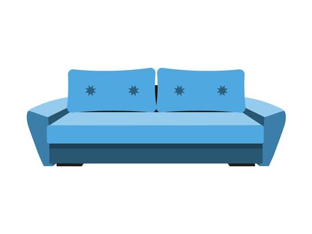 Blue luxury sofa for modern living room reception or lounge single object realistic design illustration Comfortable on blue background model of settee iconの写真素材