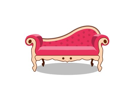 realistic luxurious pink sofa with carved legs isolated on background. Gilded antique royal couch in victorian style. Object of interior, expensive and exclusive furniture for vip personの写真素材