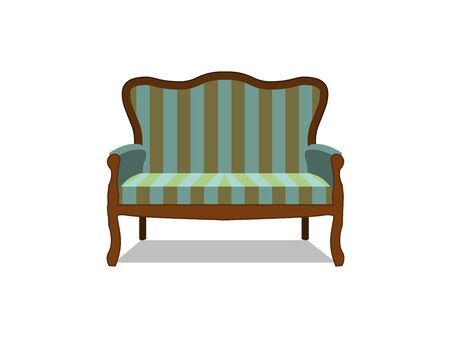 classic sofa icon front view isolated. Luxury furniture design flat retro style antique apartment classical color comfort, couch, decor, fashion.の写真素材