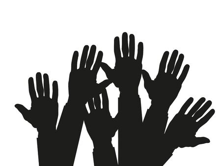 Hands Raised Up - Symbol of Freedom the Choice, Fun. Illustration. isolated on white backgroundの写真素材