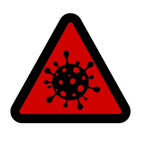 COVID-19, 2019-nCoV, Coronavirus red triangle and black color, Bacteria on white background, isolated, vector illustrationのイラスト素材