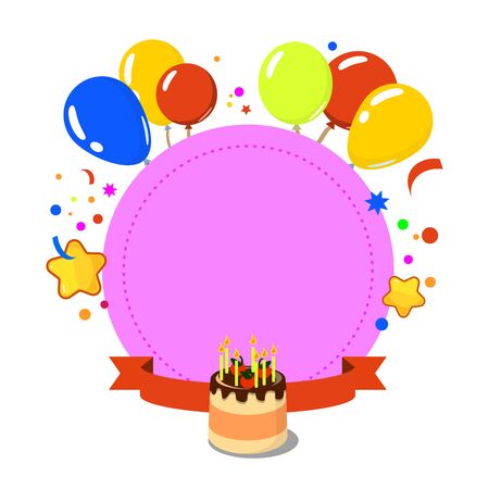 Template for Happy birthday card with place for text. balloon and confetti backgroundのイラスト素材
