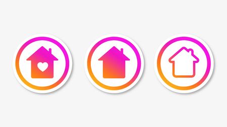 Stay home set icon and self-isolation for social media campaign. Distancing measures to prevent virus spread. Covid-19 signs. Stay home. self-isolation icon set on light background. EPSのイラスト素材