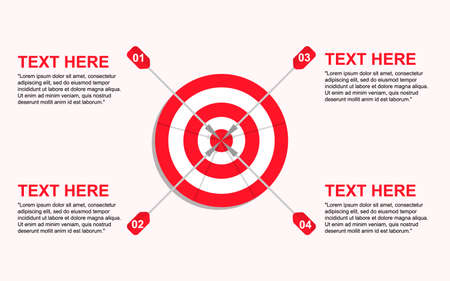 Target with four arrows with numbers and text, infographic template, vector illustrationのイラスト素材