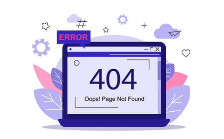 404 error page not found template on computer screen for webpage, landing page, illustrator vectorのイラスト素材