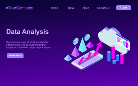 Auditing, business analysis concept of opportunities. Graphic and audit documentation, economic analysis financial budget. Illustration Flat isometric vector background. EPSのイラスト素材