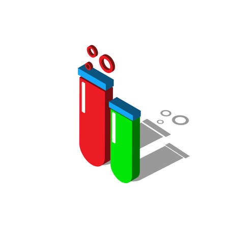 laboratory chemical beaker isometric flat icon. 3d vector colorful illustration. Pictogram isolated on white backgroundのイラスト素材