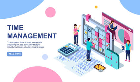 Schedule management vector illustration concept, group of young people make a plan can use for, landing page, template, ui, web, mobile app, poster, banner, flyerのイラスト素材