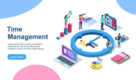 Schedule management vector illustration concept, group of young people make a plan can use for, landing page, template, ui, web, mobile app, poster, banner, flyer EPSのイラスト素材