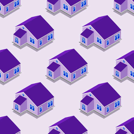 City isometric seamless pattern of the house, transportation, repetitive background EPSのイラスト素材