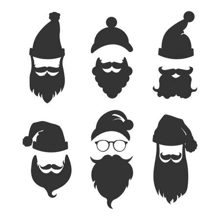 Black and White Santa Klaus fashion silhouette hipster style, Vector illustration iconsのイラスト素材