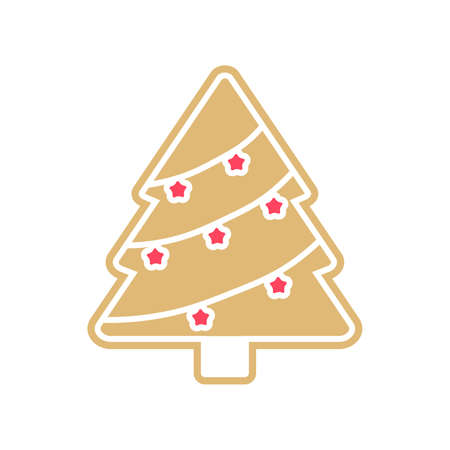 New year or Christmas gingerbread cookies. Carved figures decorated with sugar icing. Vector stock flat illustration isolated on a white background EPSのイラスト素材