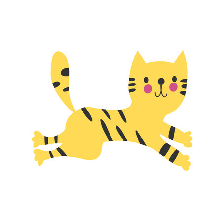 Cat icon Cute yellow kitten. In cartoon style. Isolated on white background. Vector flat illustration. EPSのイラスト素材