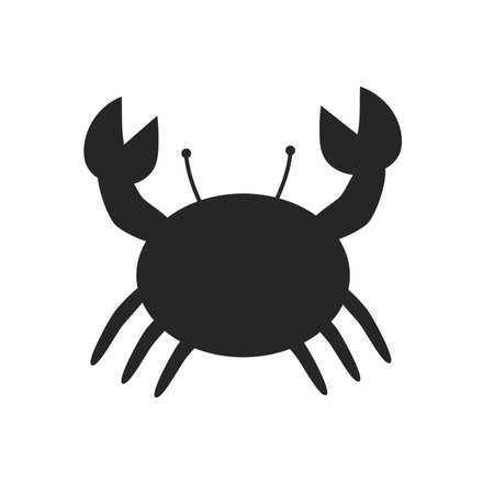 Crab cartoon cut vector illustration isolated on white. Black silhouette animal. EPSのイラスト素材