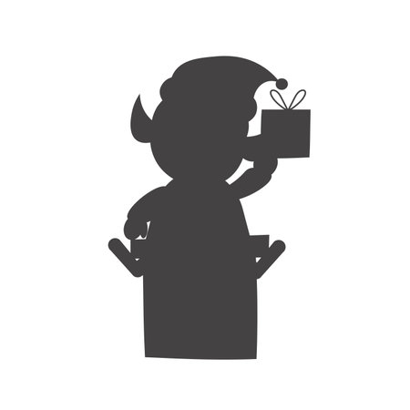 Christmas elf silhouette isolated. Christmas elf illustration. Festive vector decorative element. EPSのイラスト素材