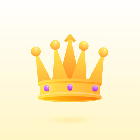 Crown golden game vector Award icon for leader or winner King or monarch, queen or princess tiara, prince headdress 3D Classic heraldic imperial sign. Vintage or old jewelry, monarchy theme EPSのイラスト素材