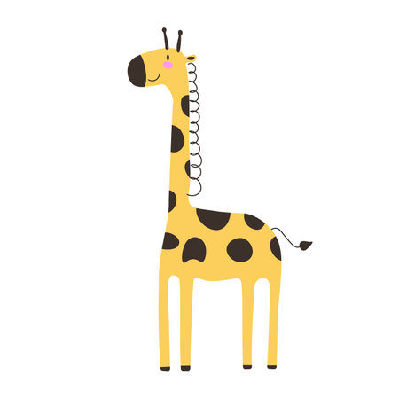 Giraffe vector cartoon illustration. Cute giraffe isolated on white background. Great for icon, symbol, card, children s book EPSのイラスト素材