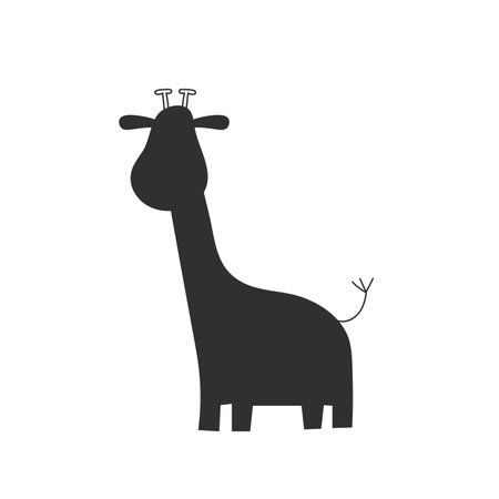 Giraffa mammal isolated on white background. Black ink hand drawn image Flat stile. Icon vector EPSのイラスト素材