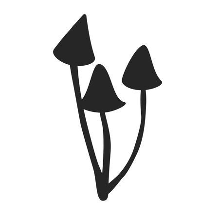 Mushroom silhouete vector cartoon icon wallpaper illustration template design EPSのイラスト素材