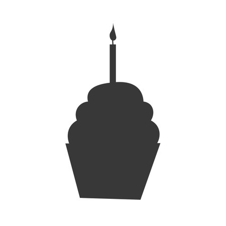 cupcak silhouette, black on white, isolated vector illustration. Use for logo, your design, decoration. EPSのイラスト素材