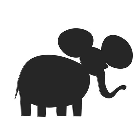 Vector illustration of a black silhouette elephant. Isolated white background. Icon elephant side view profile. EPSのイラスト素材
