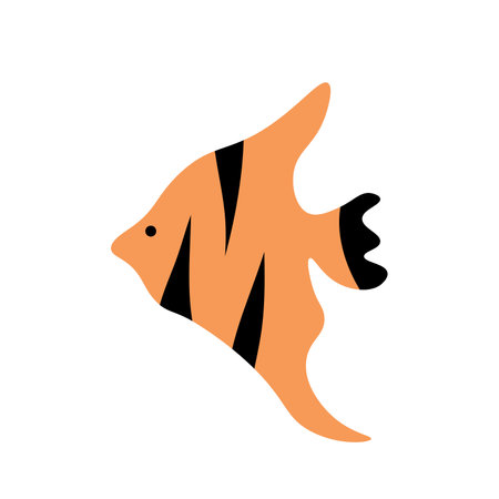 Sea fish in orange color isolated. flat style design. Water fauna animals live underwater in the ocean or the sea isolated on white background. Vector illustration EPSのイラスト素材