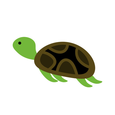 Big green sea turtle cartoon cute animal design ocean tortoise swimming in water flat vector illustration isolated on white background EPSのイラスト素材