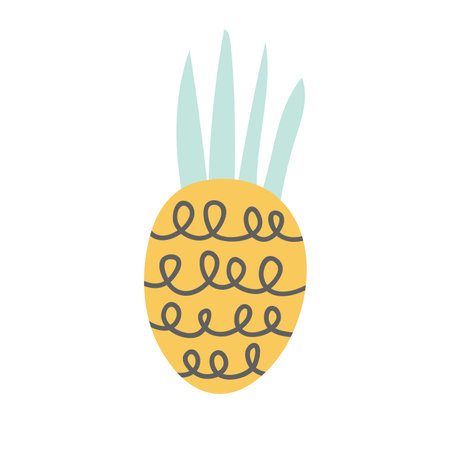 Summer fruits for healthy lifestyle. Pineapple fruit. Vector illustration cartoon flat icon isolated on white. EPSのイラスト素材