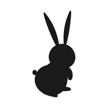 Rabbit silhouette in vector. Easter bunny. Can be used as a stencil or template for festive decorations, postcards, shop windows, logos, etc. EPSのイラスト素材