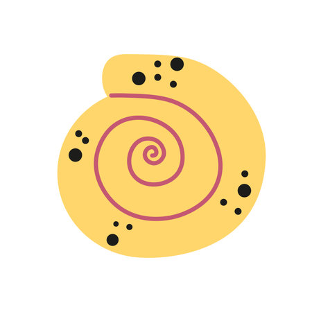 Cartoon yellow sea shell. Concept of aquatic or marine life. Graphic design for children book, sticker or postcard. Colorful vector icon in flat style EPSのイラスト素材