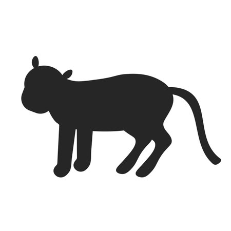 Tiger vector silhouette illustration isolated on white background. Big wild cat. Siberian tiger Amur tiger - Panthera tigris altaica or Bengal tiger. Tatoo sign. EPSのイラスト素材