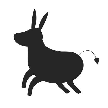 Vector of the silhouette of a donkey, over a white background EPSのイラスト素材