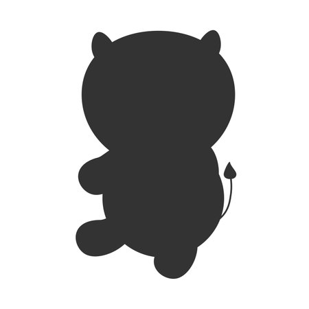 black lion cartoon silhouette concept with beautiful mane and tail on white background isolated vector illustration EPSのイラスト素材