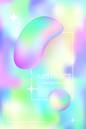 Abstract chrome bubble fluid y2k gradient background vector. holo trendy vector illustration poster colorful geometric shape and liquid color wallpaper texture 80s, 90s cover. EPSのイラスト素材
