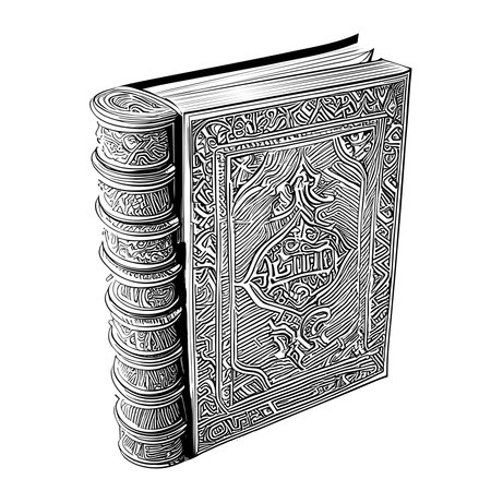 Quran book sketch hand drawn Vector illustration Religionのイラスト素材