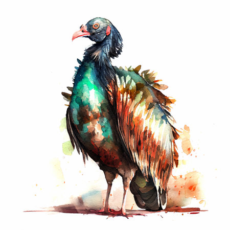 Turkey Farm Watercolor Hand Drawn Illustration Farm Birdsの写真素材