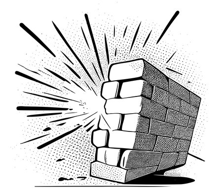 Building brick hand drawn sketch Vector illustration Construction siteのイラスト素材