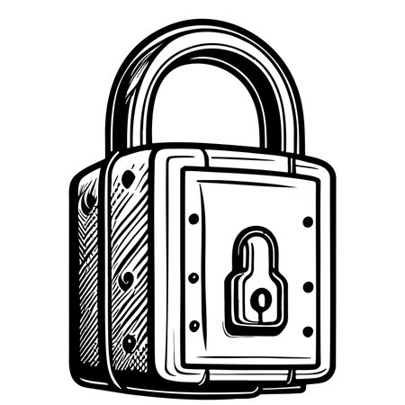 Padlock vintage barn hand drawn sketch Vector illustrationのイラスト素材