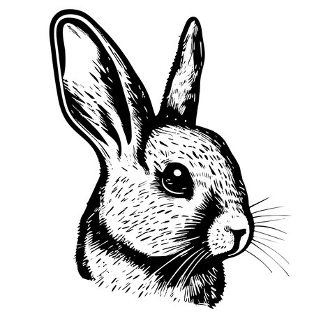 Rabbit portrait hand drawn sketch Vector illustration Petsのイラスト素材