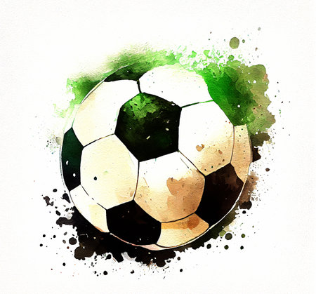 Soccer ball hand drawn watercolor illustration championship and competitionの写真素材