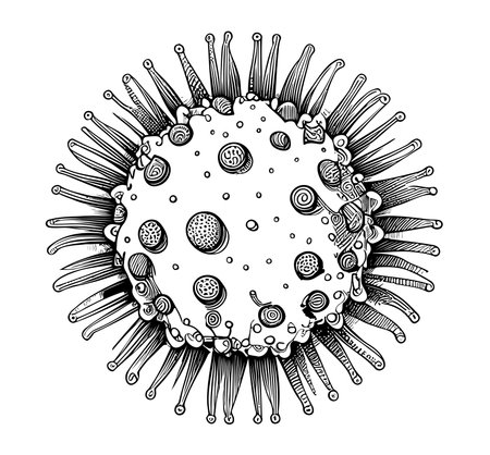 Coronovirus hand drawn sketch Vector illustration in doodle styleのイラスト素材
