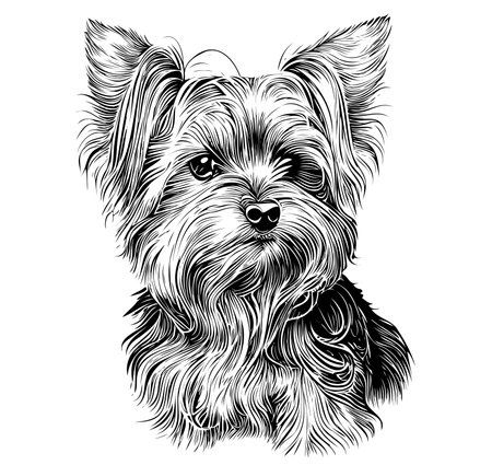 Yorkshire terrier dog hand drawn sketch Vector illustrationのイラスト素材