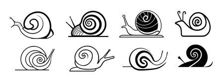Snail set icons hand drawn sketch Vector illustrationのイラスト素材
