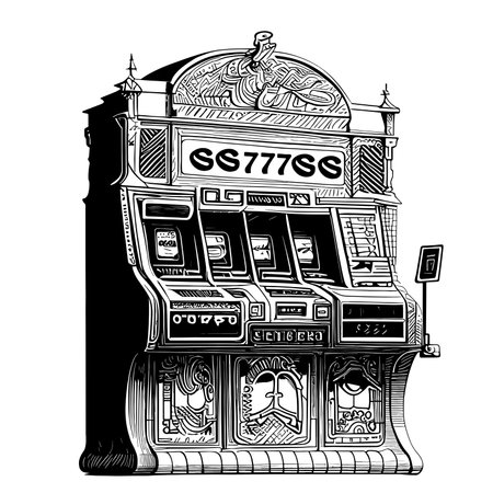 Casino machine hand drawn sketch Vector illustration Gamblingのイラスト素材
