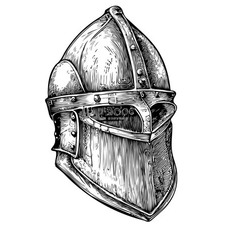 Knight helmet hand drawn sketch Vector illustration Medievalのイラスト素材