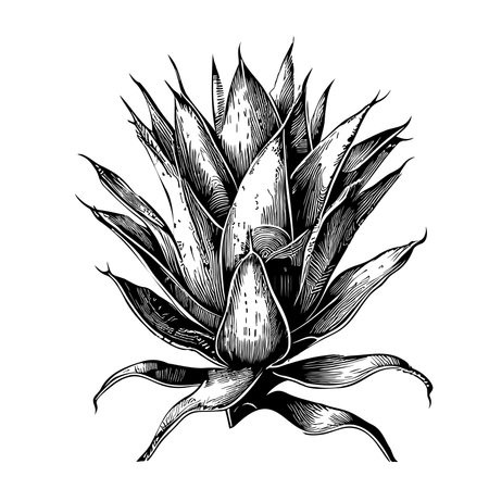 Aloe plant hand drawn sketch in doodle style Vector illustrationのイラスト素材